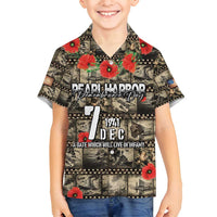 Pearl Harbor Remembrance Day Personalized Family Matching Off Shoulder Short Dress and Hawaiian Shirt Memories of December 7 with Red Poppy Lei - Polynesian Pride