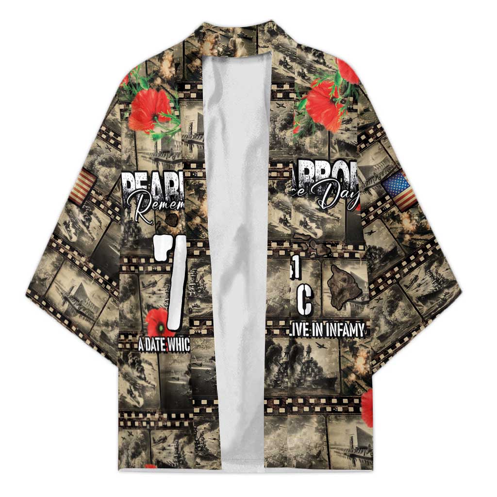 Pearl Harbor Remembrance Day Personalized Kimono Memories of December 7 with Red Poppy Lei LT03 Unisex Beige - Polynesian Pride