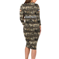 Pearl Harbor Remembrance Day Personalized Long Sleeve Bodycon Dress Memories of December 7 with Red Poppy Lei - Polynesian Pride