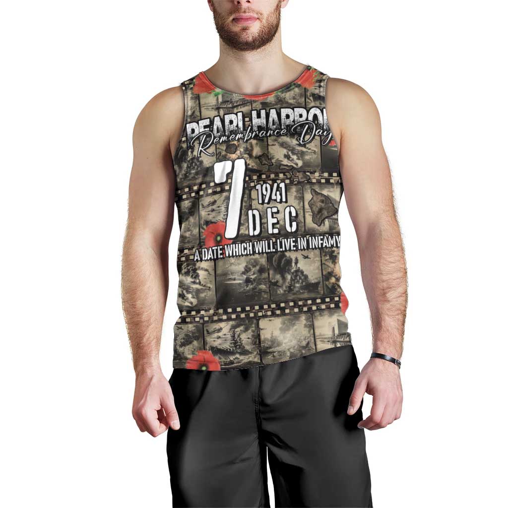 Pearl Harbor Remembrance Day Personalized Men Tank Top Memories of December 7 with Red Poppy Lei - Polynesian Pride