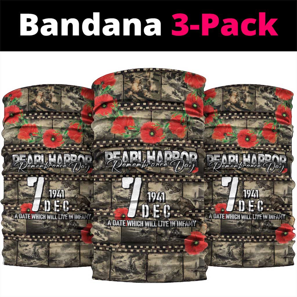 Pearl Harbor Remembrance Day Neck Gaiter Memories of December 7 with Red Poppy Lei LT03 package One Size: 25*50cm Beige - Polynesian Pride