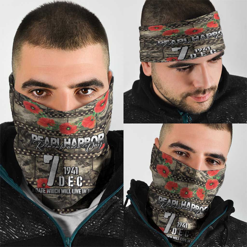 Pearl Harbor Remembrance Day Neck Gaiter Memories of December 7 with Red Poppy Lei LT03 - Polynesian Pride