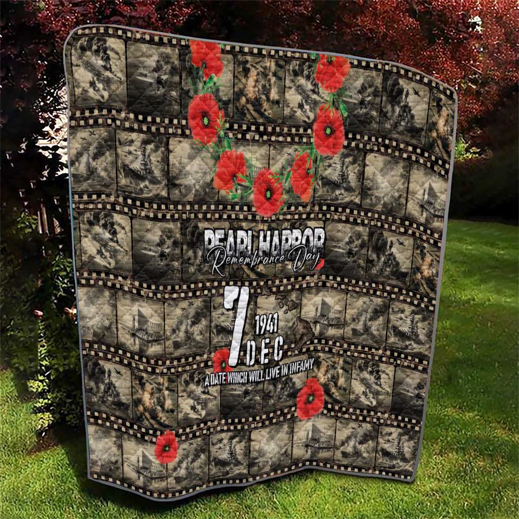 Pearl Harbor Remembrance Day Quilt Memories of December 7 with Red Poppy Lei - Polynesian Pride