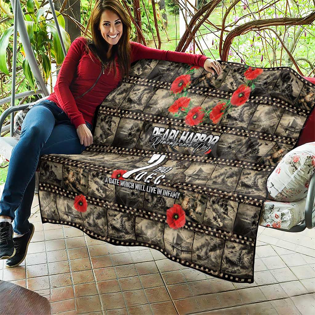 Pearl Harbor Remembrance Day Quilt Memories of December 7 with Red Poppy Lei - Polynesian Pride