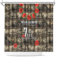 Pearl Harbor Remembrance Day Shower Curtain Memories of December 7 with Red Poppy Lei LT03 Beige - Polynesian Pride