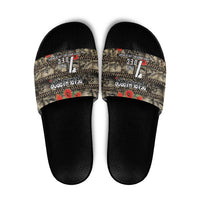Pearl Harbor Remembrance Day Slide Sandals Memories of December 7 with Red Poppy Lei LT03 Beige - Polynesian Pride