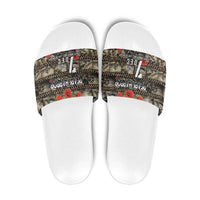 Pearl Harbor Remembrance Day Slide Sandals Memories of December 7 with Red Poppy Lei LT03 Beige - Polynesian Pride