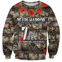 Pearl Harbor Remembrance Day Personalized Sweatshirt Memories of December 7 with Red Poppy Lei - Polynesian Pride