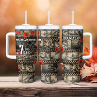 Pearl Harbor Remembrance Day Personalized Tumbler With Handle Memories of December 7 with Red Poppy Lei LT03 - Polynesian Pride