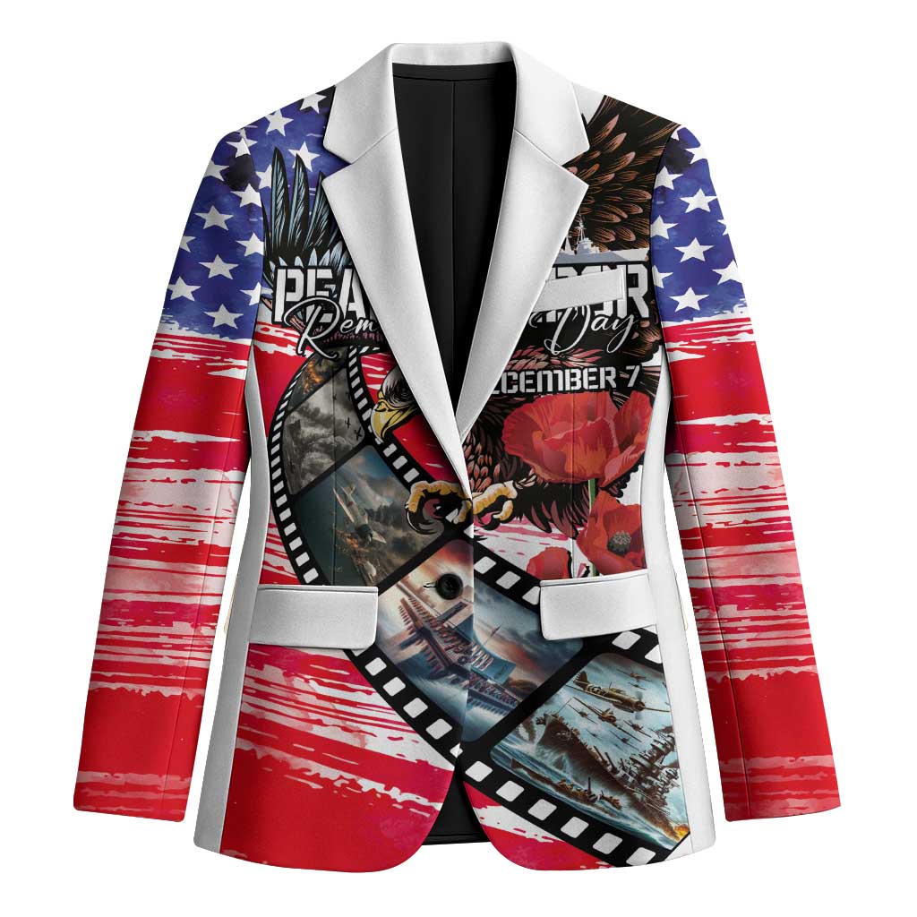 Pearl Harbor Remembrance Day Personalized Blazer Lest We Forget - The Bald Eagle Remembers LT03 Unisex White - Polynesian Pride