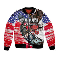 Pearl Harbor Remembrance Day Personalized Bomber Jacket Lest We Forget - The Bald Eagle Remembers LT03 Unisex White - Polynesian Pride