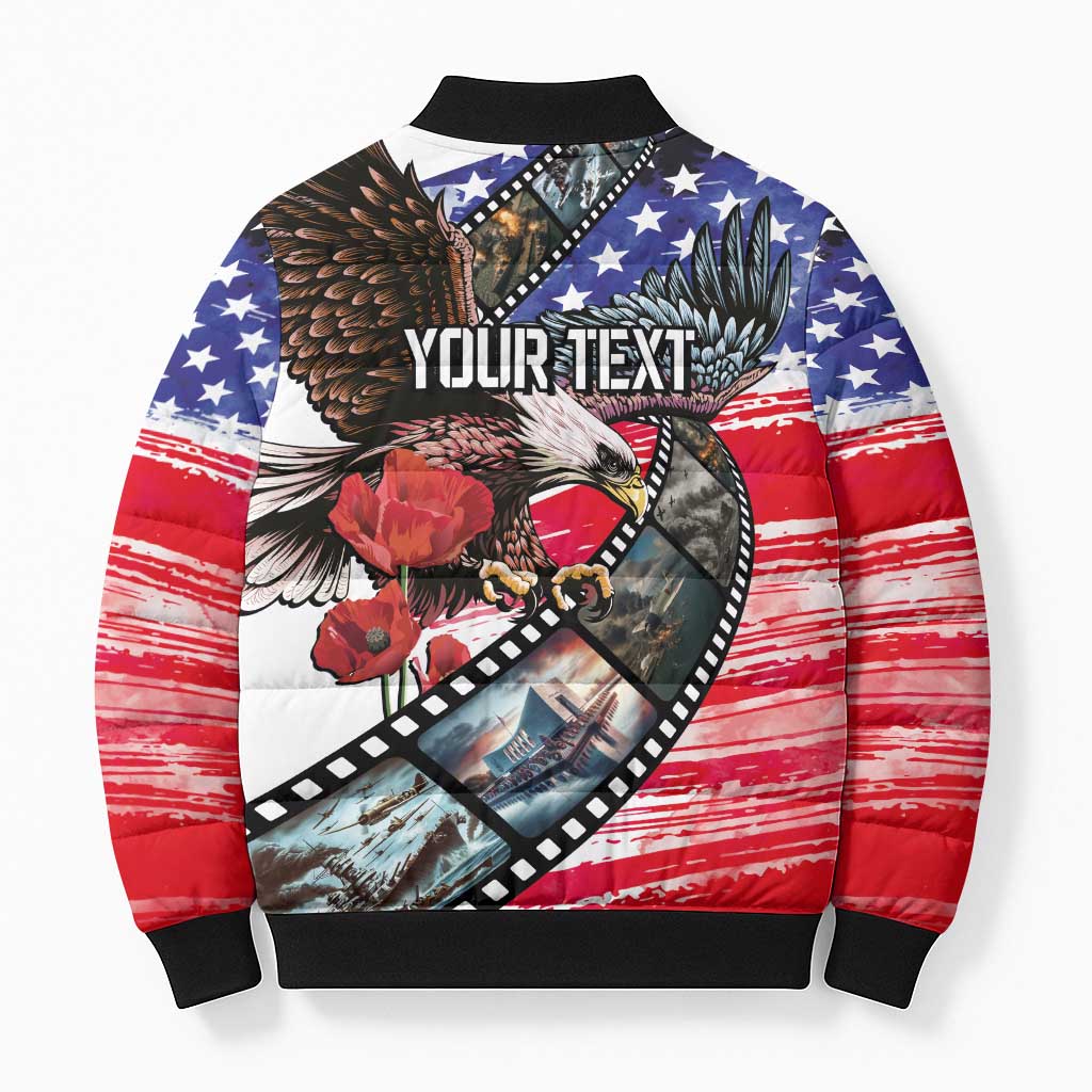 Pearl Harbor Remembrance Day Personalized Bomber Puffer Jacket Lest We Forget - The Bald Eagle Remembers - Polynesian Pride