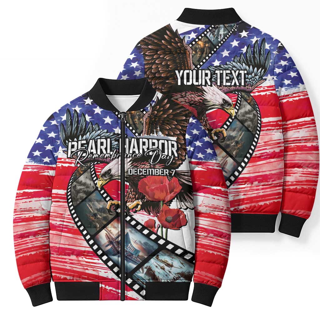 Pearl Harbor Remembrance Day Personalized Bomber Puffer Jacket Lest We Forget - The Bald Eagle Remembers - Polynesian Pride