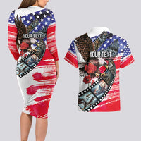 Pearl Harbor Remembrance Day Personalized Couples Matching Long Sleeve Bodycon Dress and Hawaiian Shirt Lest We Forget - The Bald Eagle Remembers - Polynesian Pride