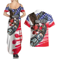 Pearl Harbor Remembrance Day Personalized Couples Matching Summer Maxi Dress and Hawaiian Shirt Lest We Forget - The Bald Eagle Remembers - Polynesian Pride