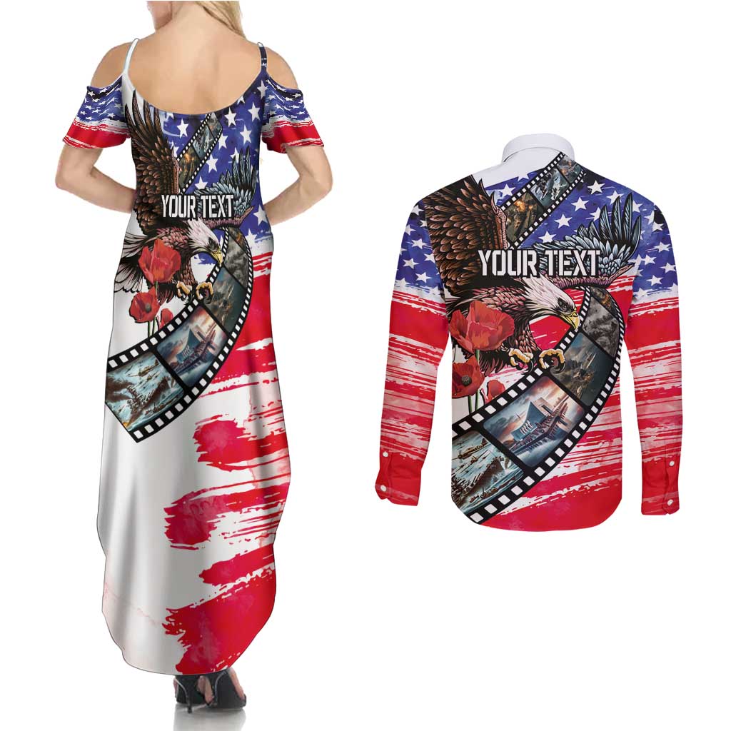 Pearl Harbor Remembrance Day Personalized Couples Matching Summer Maxi Dress and Long Sleeve Button Shirt Lest We Forget - The Bald Eagle Remembers LT03 - Polynesian Pride