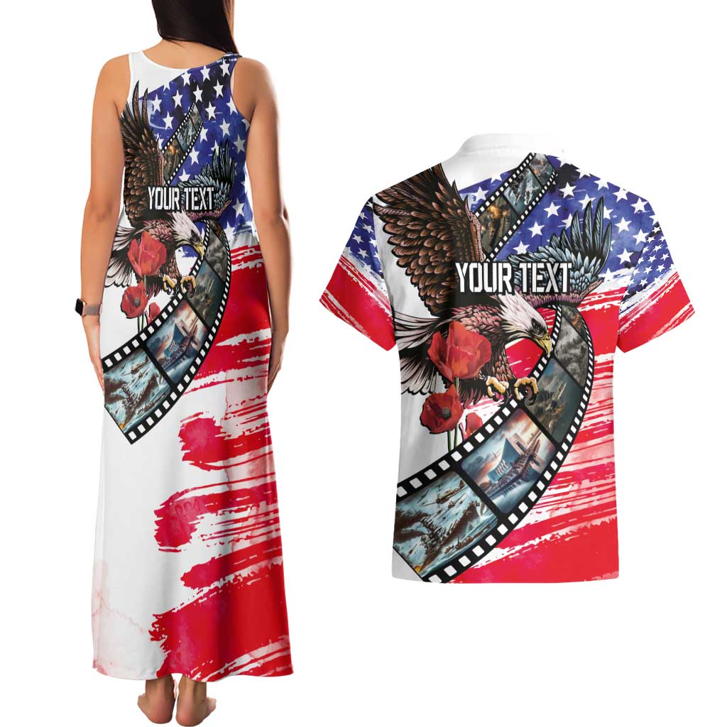 Pearl Harbor Remembrance Day Personalized Couples Matching Tank Maxi Dress and Hawaiian Shirt Lest We Forget - The Bald Eagle Remembers - Polynesian Pride