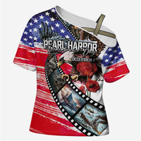 Pearl Harbor Remembrance Day Personalized Cross Shoulder Shirt Lest We Forget - The Bald Eagle Remembers LT03 Female White - Polynesian Pride