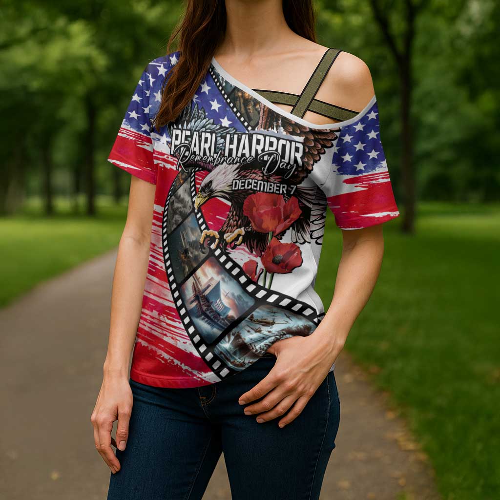 Pearl Harbor Remembrance Day Personalized Cross Shoulder Shirt Lest We Forget - The Bald Eagle Remembers LT03 - Polynesian Pride