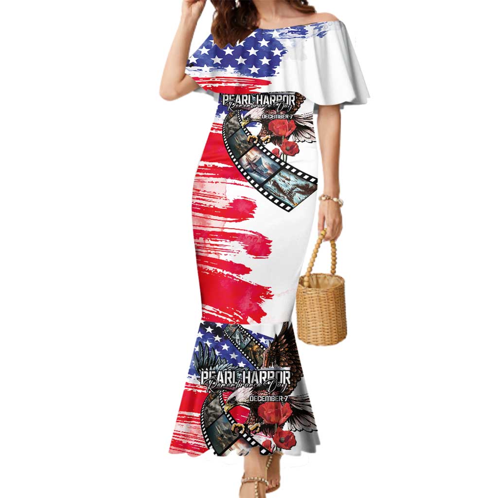 Pearl Harbor Remembrance Day Personalized Family Matching Mermaid Dress and Hawaiian Shirt Lest We Forget - The Bald Eagle Remembers - Polynesian Pride