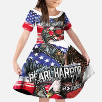 Pearl Harbor Remembrance Day Personalized Family Matching Off The Shoulder Long Sleeve Dress and Hawaiian Shirt Lest We Forget - The Bald Eagle Remembers - Polynesian Pride