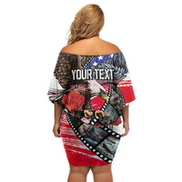 Pearl Harbor Remembrance Day Personalized Family Matching Off Shoulder Short Dress and Hawaiian Shirt Lest We Forget - The Bald Eagle Remembers - Polynesian Pride