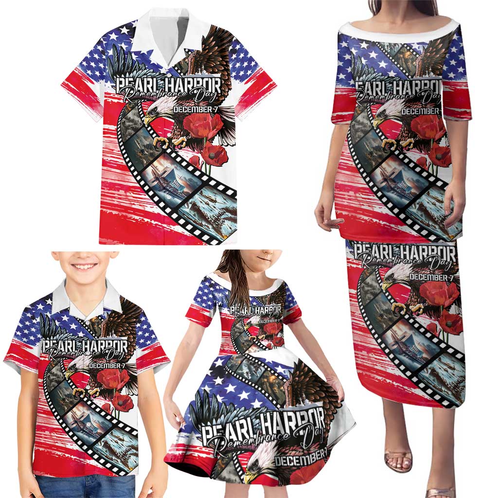 Pearl Harbor Remembrance Day Personalized Family Matching Puletasi and Hawaiian Shirt Lest We Forget - The Bald Eagle Remembers LT03 - Polynesian Pride