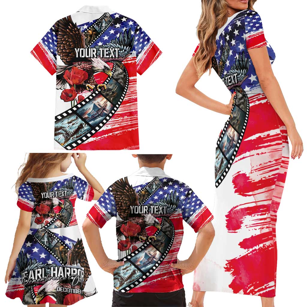 Pearl Harbor Remembrance Day Personalized Family Matching Short Sleeve Bodycon Dress and Hawaiian Shirt Lest We Forget - The Bald Eagle Remembers - Polynesian Pride