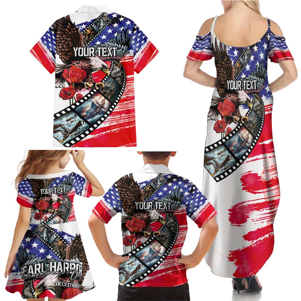 Pearl Harbor Remembrance Day Personalized Family Matching Summer Maxi Dress and Hawaiian Shirt Lest We Forget - The Bald Eagle Remembers - Polynesian Pride