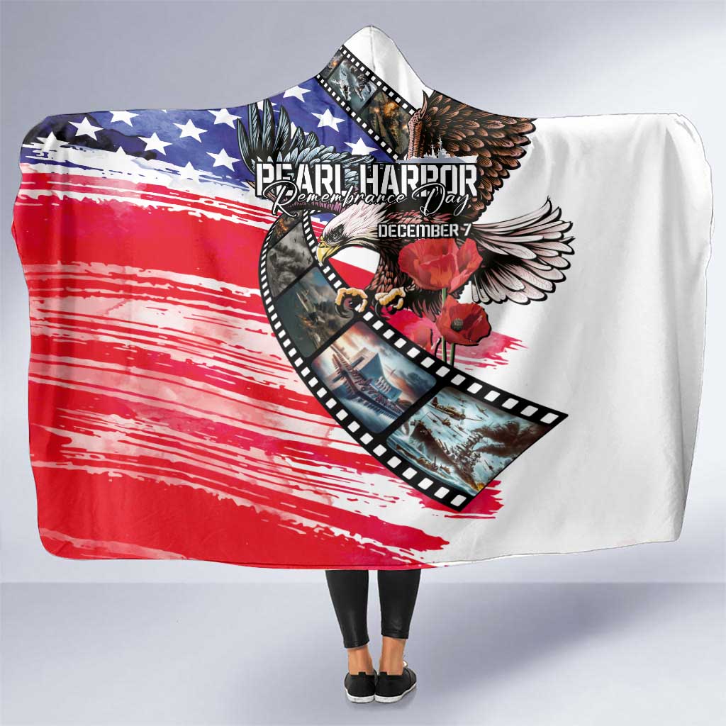 Pearl Harbor Remembrance Day Hooded Blanket Lest We Forget - The Bald Eagle Remembers LT03 One Size White - Polynesian Pride