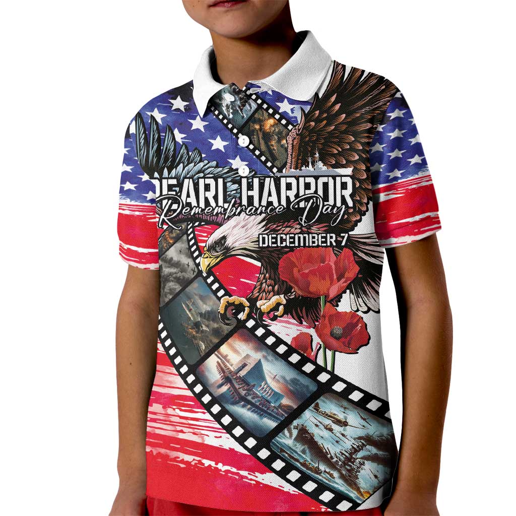 Pearl Harbor Remembrance Day Personalized Kid Polo Shirt Lest We Forget - The Bald Eagle Remembers - Polynesian Pride