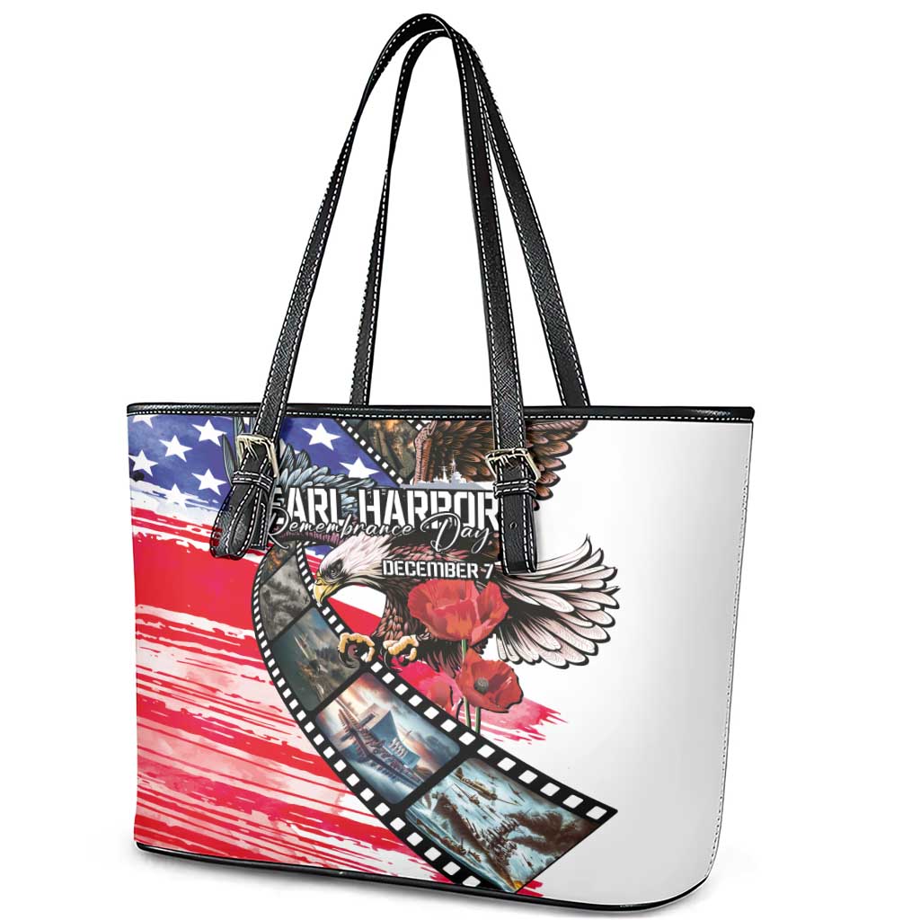 Pearl Harbor Remembrance Day Leather Tote Bag Lest We Forget - The Bald Eagle Remembers LT03 - Polynesian Pride