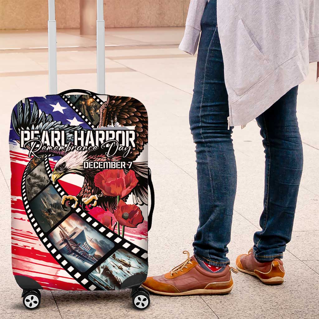 Pearl Harbor Remembrance Day Luggage Cover Lest We Forget - The Bald Eagle Remembers LT03 White - Polynesian Pride