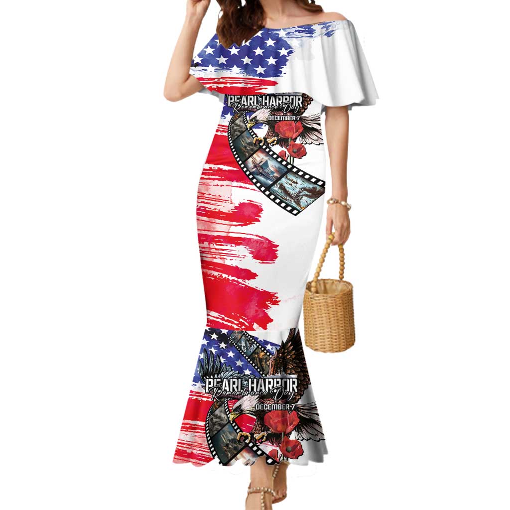 Pearl Harbor Remembrance Day Personalized Mermaid Dress Lest We Forget - The Bald Eagle Remembers LT03 Women White - Polynesian Pride