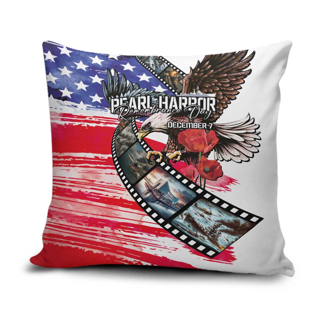 Pearl Harbor Remembrance Day Pillow Cover Lest We Forget - The Bald Eagle Remembers LT03 White - Polynesian Pride