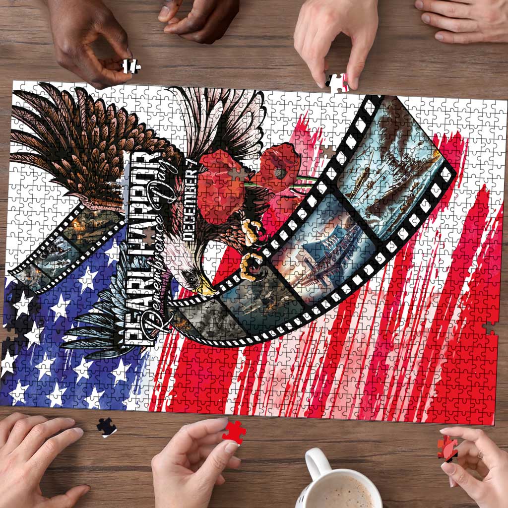 Pearl Harbor Remembrance Day Puzzle Lest We Forget - The Bald Eagle Remembers LT03 - Polynesian Pride