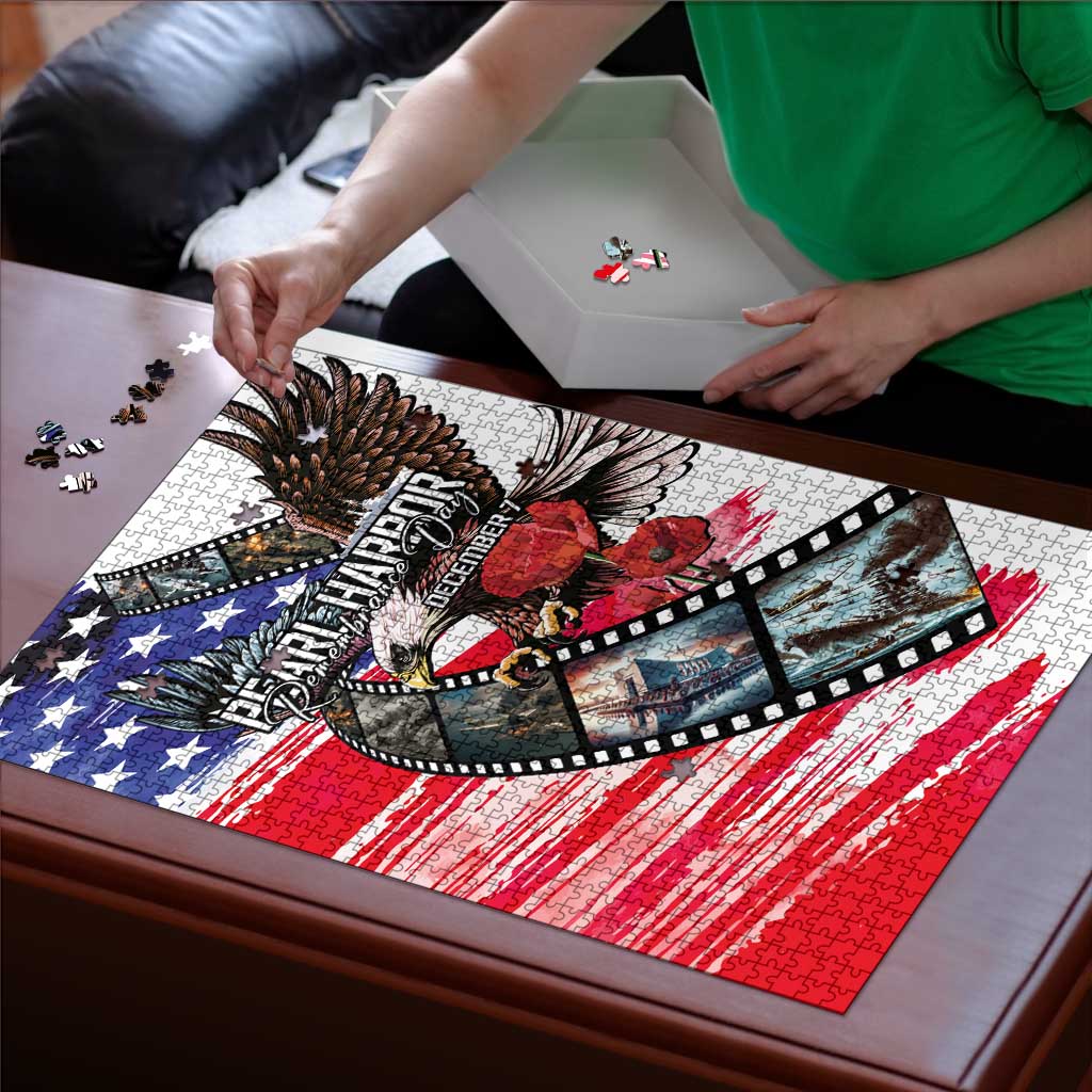 Pearl Harbor Remembrance Day Puzzle Lest We Forget - The Bald Eagle Remembers LT03 - Polynesian Pride