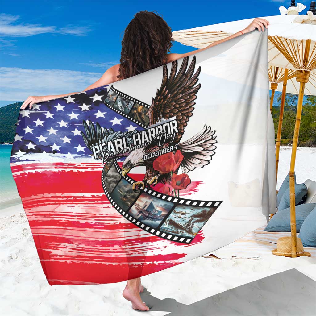 Pearl Harbor Remembrance Day Sarong Lest We Forget - The Bald Eagle Remembers LT03 One Size 44 x 66 inches White - Polynesian Pride