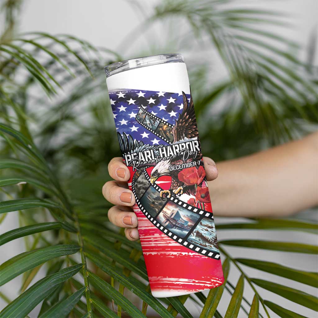 Pearl Harbor Remembrance Day Personalized Skinny Tumbler Lest We Forget - The Bald Eagle Remembers - Polynesian Pride