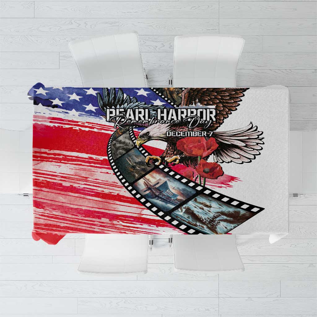 Pearl Harbor Remembrance Day Tablecloth Lest We Forget - The Bald Eagle Remembers LT03 White - Polynesian Pride