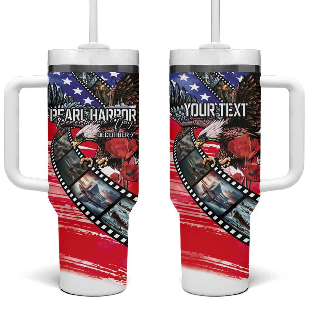 Pearl Harbor Remembrance Day Personalized Tumbler With Handle Lest We Forget - The Bald Eagle Remembers LT03 One Size: 40 oz White - Polynesian Pride