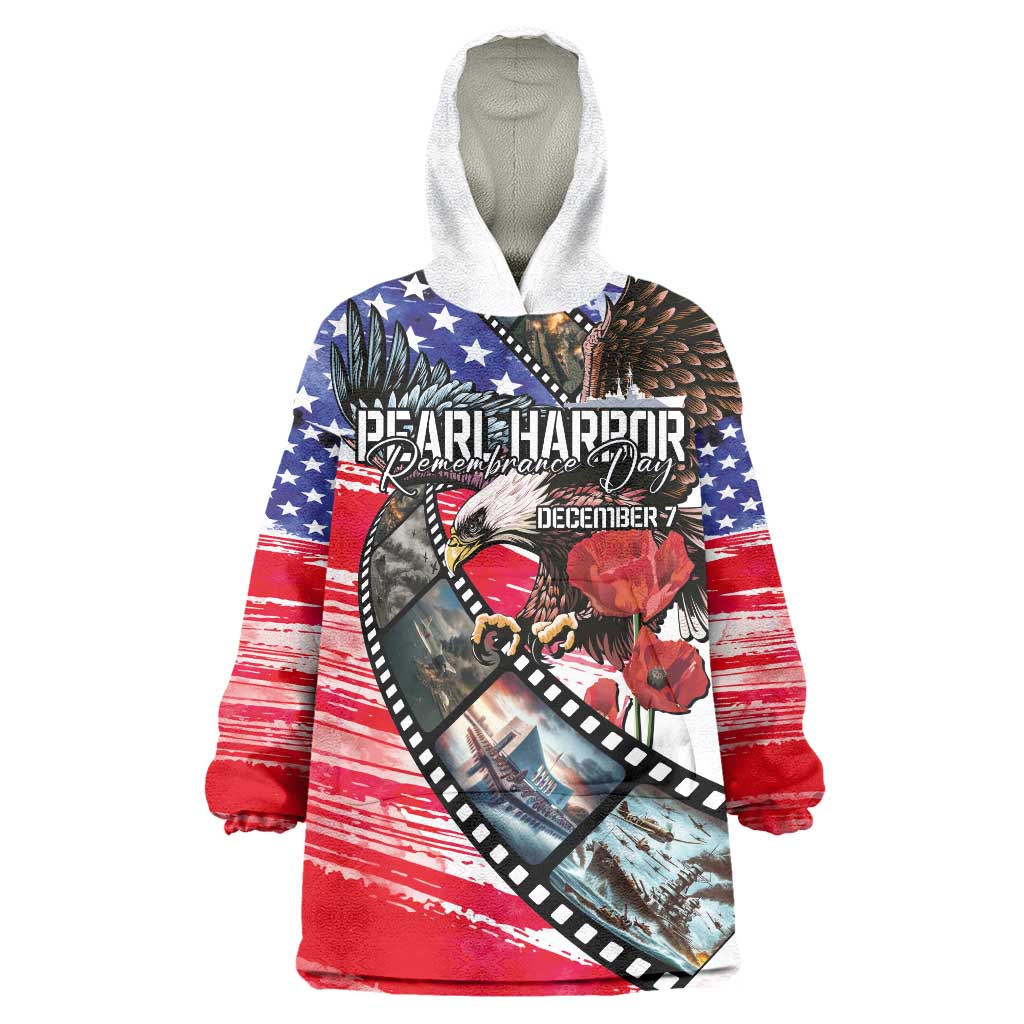 Pearl Harbor Remembrance Day Personalized Wearable Blanket Hoodie Lest We Forget - The Bald Eagle Remembers - Polynesian Pride