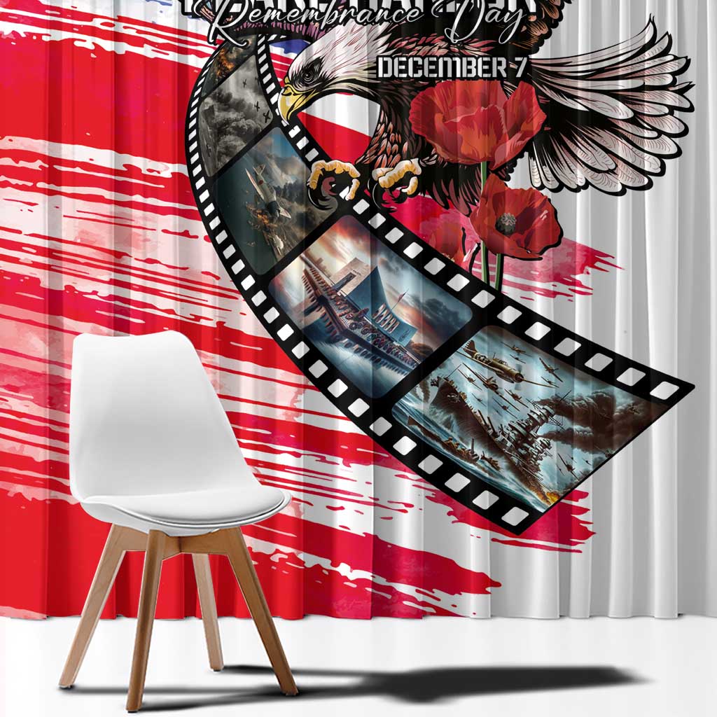 Pearl Harbor Remembrance Day Window Curtain Lest We Forget - The Bald Eagle Remembers LT03 - Polynesian Pride