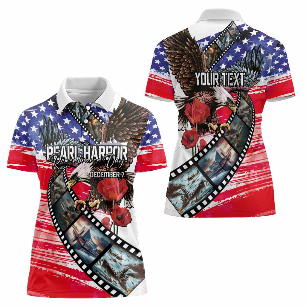 Pearl Harbor Remembrance Day Personalized Women Polo Shirt Lest We Forget - The Bald Eagle Remembers - Polynesian Pride