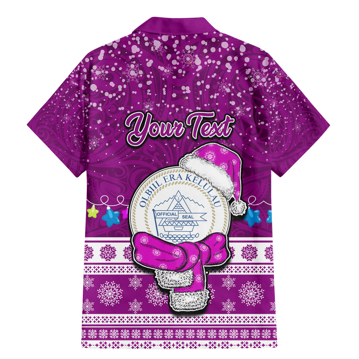 Personalised Palau Christmas Family Matching Mermaid Dress and Hawaiian Shirt Snowman Hugs Palau Coat of Arms Maori Pattern Pink Style LT03 - Polynesian Pride