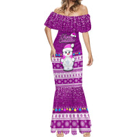 Personalised Palau Christmas Mermaid Dress Snowman Hugs Palau Coat of Arms Maori Pattern Pink Style LT03 - Polynesian Pride
