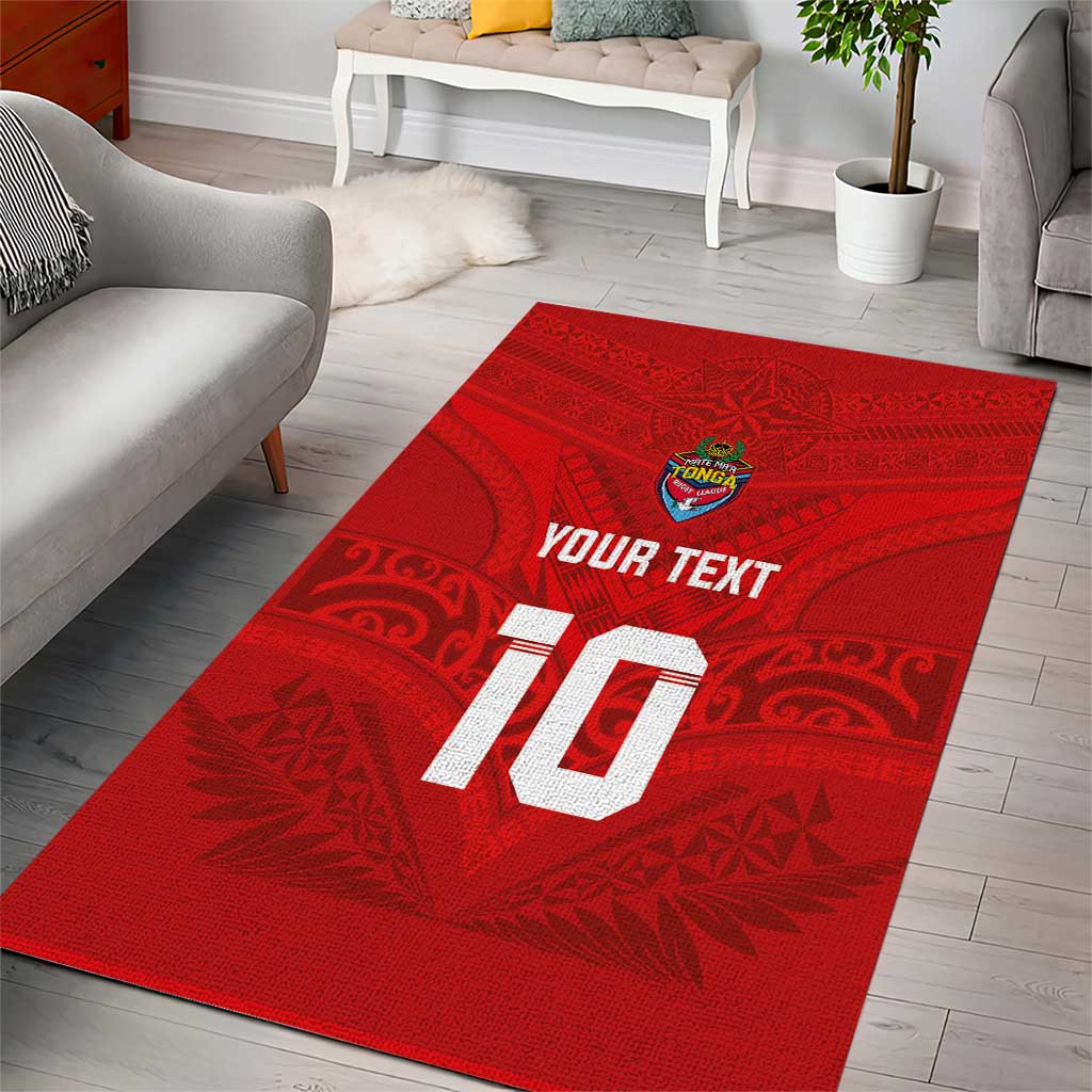 Custom Mate Ma'a Tonga Rugby Area Rug Ngatu Tribal Motifs Sporty Style - Polynesian Pride