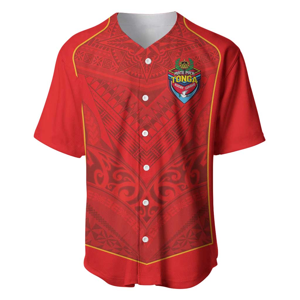 Custom Mate Ma'a Tonga Rugby Baseball Jersey Ngatu Tribal Motifs Sporty Style - Polynesian Pride