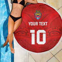 Custom Mate Ma'a Tonga Rugby Beach Blanket Ngatu Tribal Motifs Sporty Style - Polynesian Pride