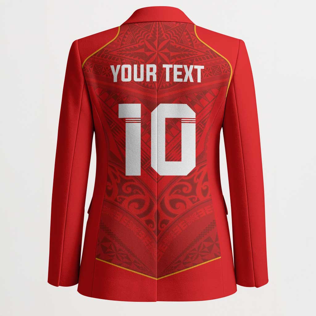 Custom Mate Ma'a Tonga Rugby Blazer Ngatu Tribal Motifs Sporty Style - Polynesian Pride